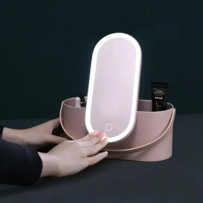 Portable Makeup Vanity Case with Mirror & LED Lighting